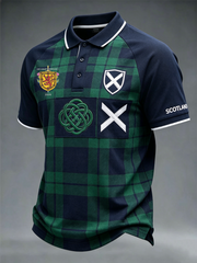 Men's British Football Celtic Print three buttons shoulder sleeve