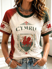 Women's Welsh Dragon Printed Casual short sleeves t-shirt