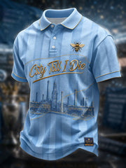 Men's Manchester Football Lover City&Bee Art Printed Casual Tops