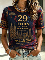 Women's Spain Orgull Blaugrana Football Lover Art Printed T-shirt