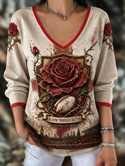 Women's UK Rugby Roses Lover Art Printed T-shirt