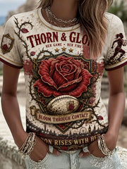 Women's UK Rugby Roses Lover Art Printed T-shirt