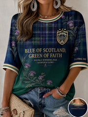 Women's Scotland Football Lover Green Faith Printed T-shirt