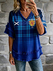 Women's Scotland Football Lover Green Faith Printed Linen Tops