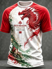 Men's Welsh Dragon Printed Casual short sleeves t-shirt