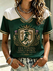 Women's Green Football Lover Art Printed T-shirt