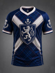 Men's Scotland Art Printed Short Sleeve V-neck T-shirt
