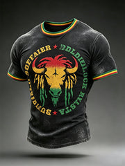 Men's Reggae Buffalo Soldier Dreadlock Rasta Print Short Sleeves T-shirt