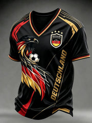Men's Germany Football Fan Print V-neck T-shirt