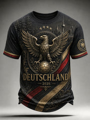 Men's Vintage Deutschland Football Fan Printed T-shirt