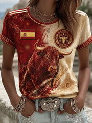 Women's Spain Football Short-sleeved T-shirt