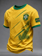 Men's Brazil Football Fan Gift Short Sleeve T-shirt