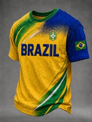 Men's Brazil Football Fan Gift Short Sleeve Top