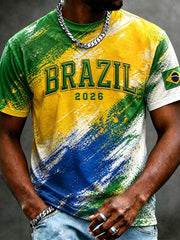 Men's Brazil Soccer Fan Gift Short Sleeve T-Shirt