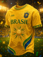 Men's Brazil Football Fan Gift Short Sleeve T-shirt