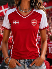 Women's Denmark Football Short-sleeved T-shirt