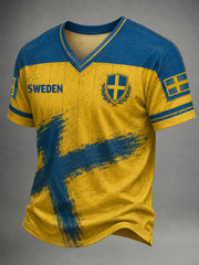 Men's Swedish Football V-neck T-shirt