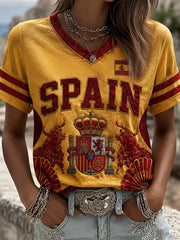 Women's Spain Football Short-sleeved T-shirt