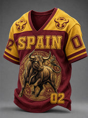 Men's Spain Football V-neck T-shirt