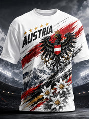 Men's Motifs Of Austrian Snow-Capped Mountains Print Casual Tee