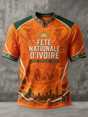 Men's Ivory Coast Elephant Football Lover Art Printed T-shirt