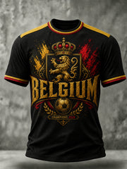 Men's Belgium Football Short Sleeve O-neck T-shirt