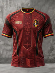 Men's Belgium Football Lover Pride Art Printed T-shirt