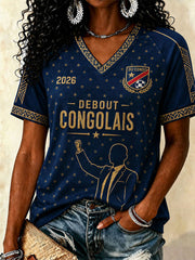 Women’s Democratic Republic of the Congo Football V-Neck T-Shirts