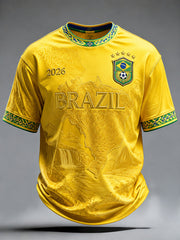 Men's Brazil Football Print Casual T-Shirt