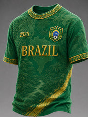 Men's Brazil Football Print Casual T-Shirt
