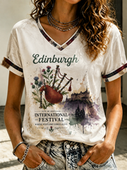 Women's Edinburgh City Proud Art Printed short-sleeved T-shirt