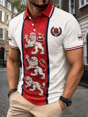 Men's England Football Lover Lions Roses Art Printed Casual Tops