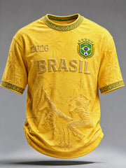 Men's Brazil Football Print Casual T-Shirt