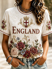 Women's England Print Casual Tee
