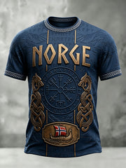 Men's Norway Viking Inspired Pattern Celtic Print Short Sleeves T-shirt