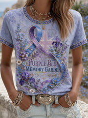 Women's UK Alzheimer's Awareness Floral Printed T-shirt