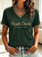 Women's Fleadh Cheoil na hÉireann Printed V-neck T-shirt