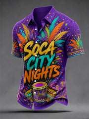 Men's Caribbean Carnival Print Casual Short Sleeve Shirt