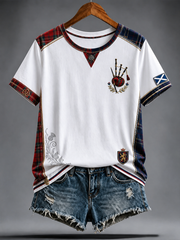 Women's Scottish bagpipe print short-sleeved T-shirt