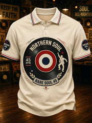 Men's Retro Northern Soul Print Casual Polo
