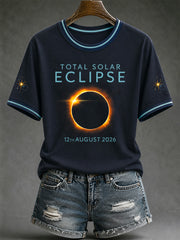 Women's Total Solar Eclipse In 2026 Print Casual Tee