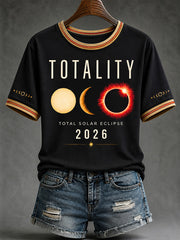 Women's Total Solar Eclipse In 2026 Print Casual Tee