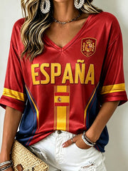 Women's Mid-length Sleeves V-Neck T-Shirt