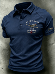 Women's Battle of Britain Printed V-neck off-shoulder short-sleeved T-shirt