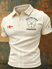 Men's Yorkshire Day White Roses Art Printed Casual Tops