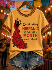 Women's Hispanic Heritage Month Printed short-sleeved T-shirt