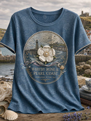 Women's Yorkshire White Roses Art Printed T-shirt