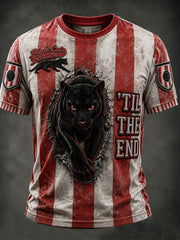 Men's England Football Lover Black Cats Art Printed T-shirt