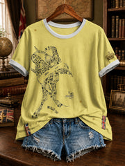 Women's UK Music Lover Q Art Printed T-shirt