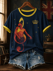 Women's UK Music Lover Q Art Printed T-shirt